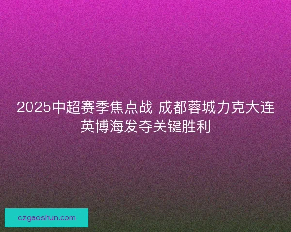 2025中超赛季焦点战 成都蓉城力克大连英博海发夺关键胜利