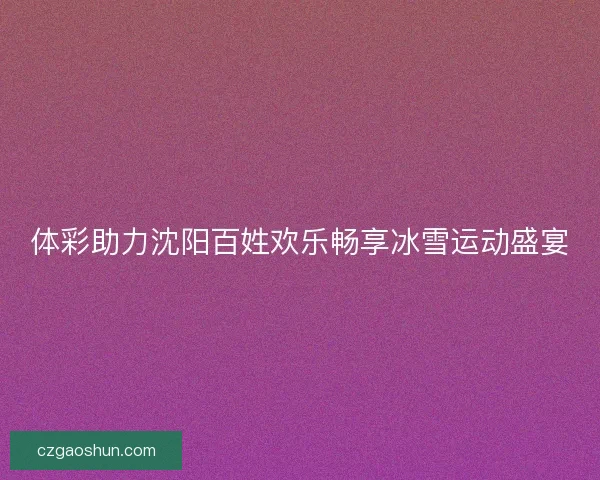 体彩助力沈阳百姓欢乐畅享冰雪运动盛宴